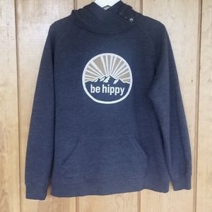 COPY - "Be Hippy" Graphic Charcoal Gray Hoodie XL